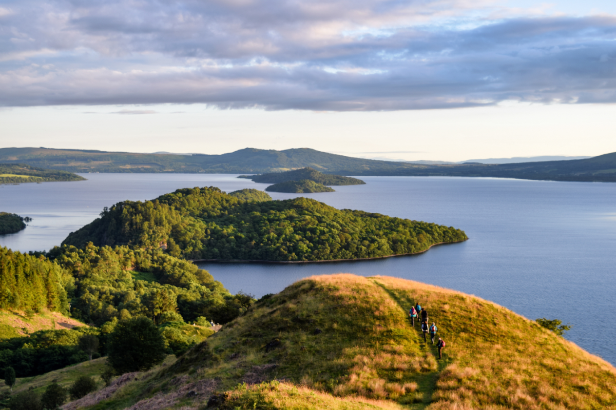 Top of Conic Hill during a sunny day.