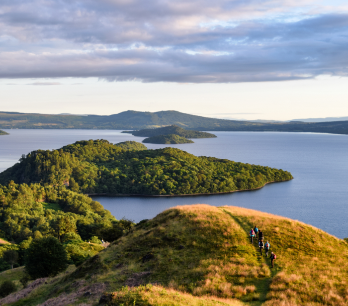 Top of Conic Hill during a sunny day.