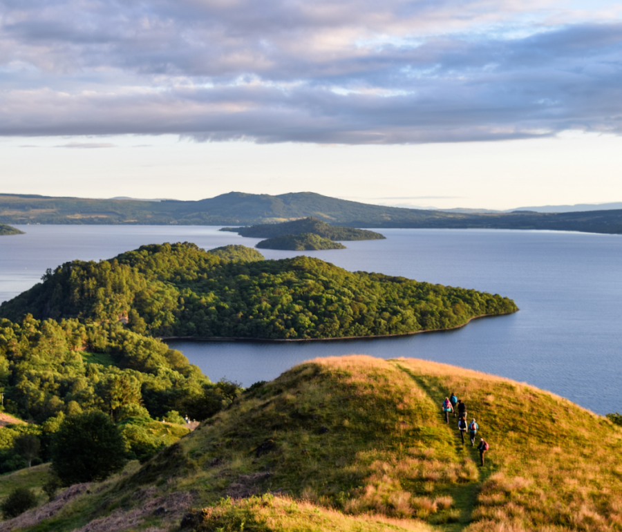 Top of Conic Hill during a sunny day.